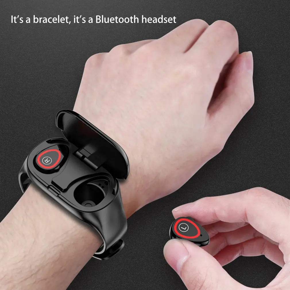 2 в 1 двойная Bluetooth гарнитура цветной экран браслет Многофункциональные умные часы двойная беспроводная гарнитура комбо умные часы