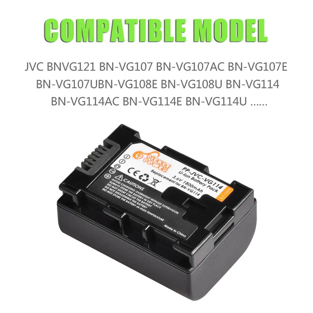 Bateria de Reposição para Jvc Poder Pickle Bn-vg107u Bn-vg108u Bn-vg108e Bn-vg114u Bn-vg114us 1800mah Bn-vg114 Bn-vg107 - Image 3