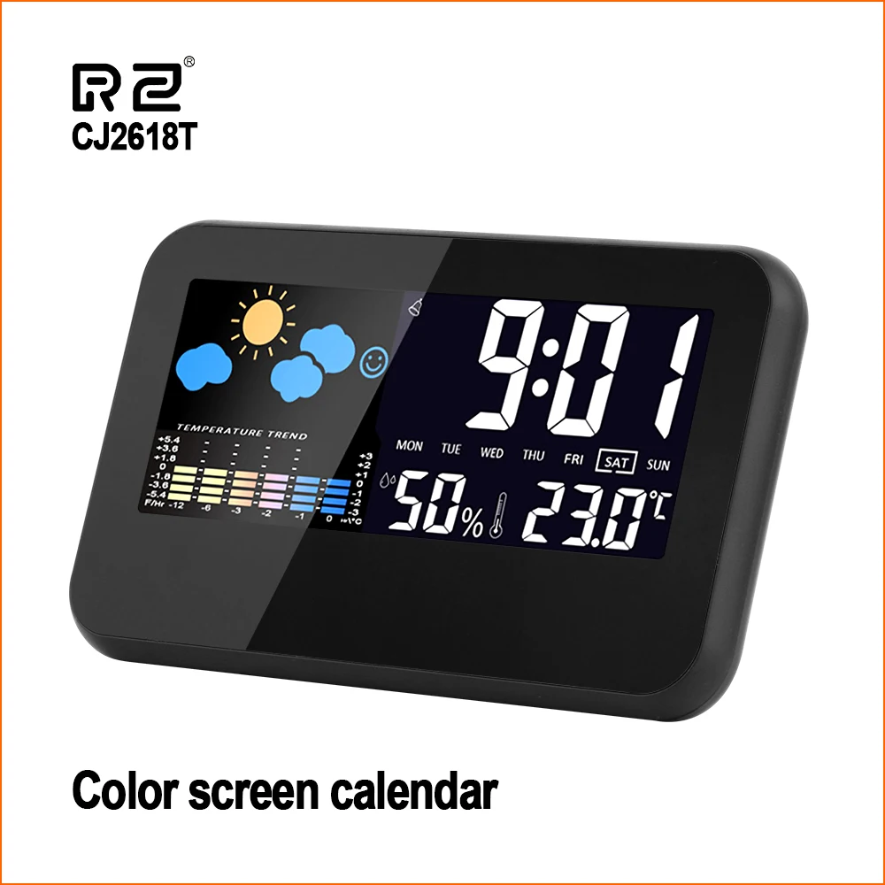 

RZ Weather Station Wireless Multifunction Indoor Sensor Thermometer Hygrometer Digital Alarm Clock Barometer Forecast Meter