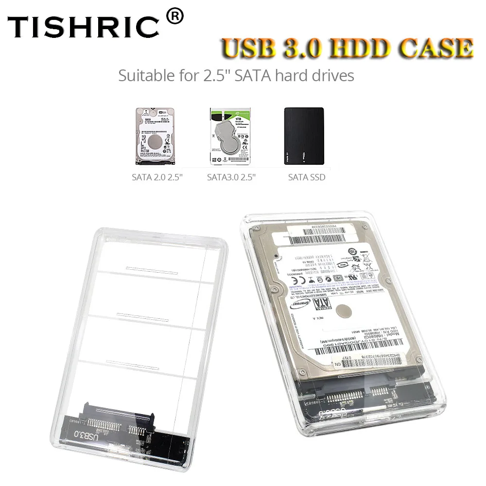 TISHRIC внешний HDD корпус HDD мобильный чехол 2,5 SATA для USB 3,0 жесткий диск корпус чехол для ПК ноутбука Optibay с кабелем