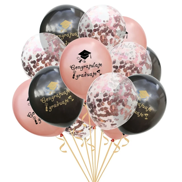 1-15pcs Graduation Balloons Gold Silver Black Latex Balloon Confetti Ballons 2022 Congratulation Grad Party Decoration Supplies S08-15pcs