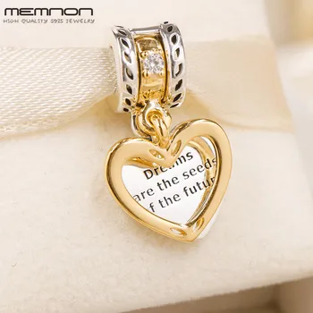 

New dangle hearts charms 925 sterling silver Future Hanging charm fit Bracelet Necklace pendants DIY for women Memnon Jewelry