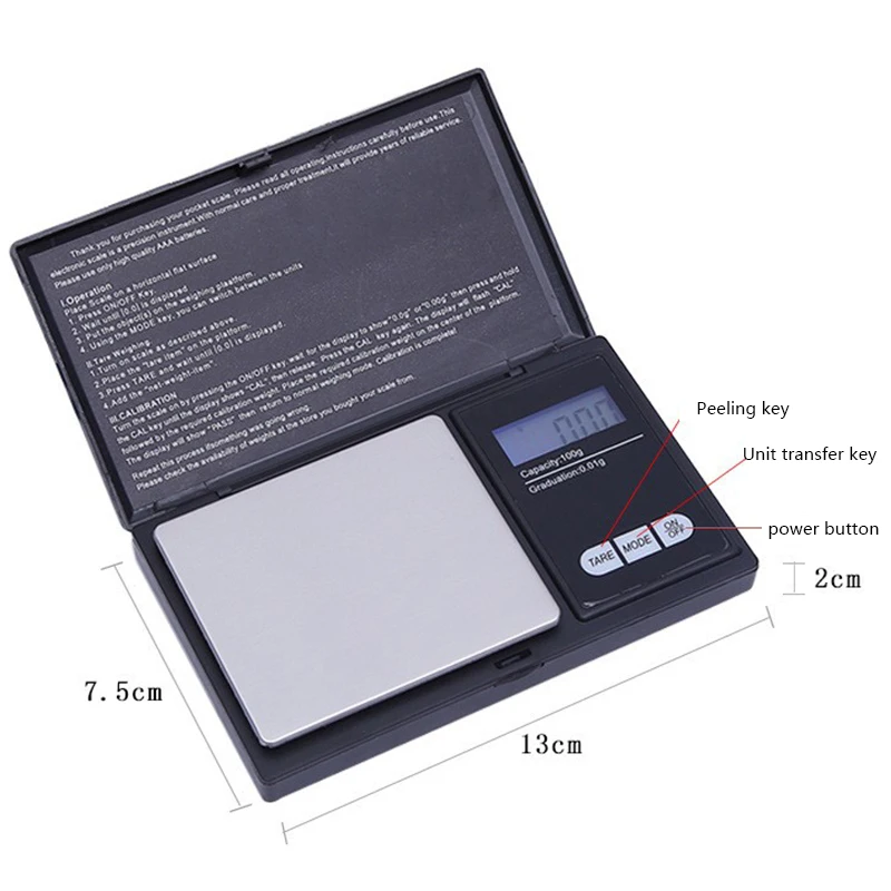 Precision LCD Digital Scales Powder Grain Jewelry Scale 3 Weighing Modes 0.01g 0.1g Mini Electronic Scales 100-1000g Tool HOt