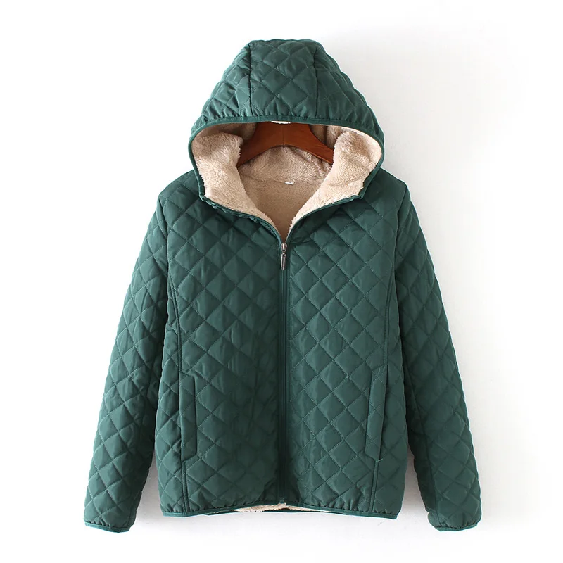 

Hooded Coats Outwear Basic Winter Jacket Velvet Female Autumn Plus Cotton Lamb Women Parka Windproof Portable Slim