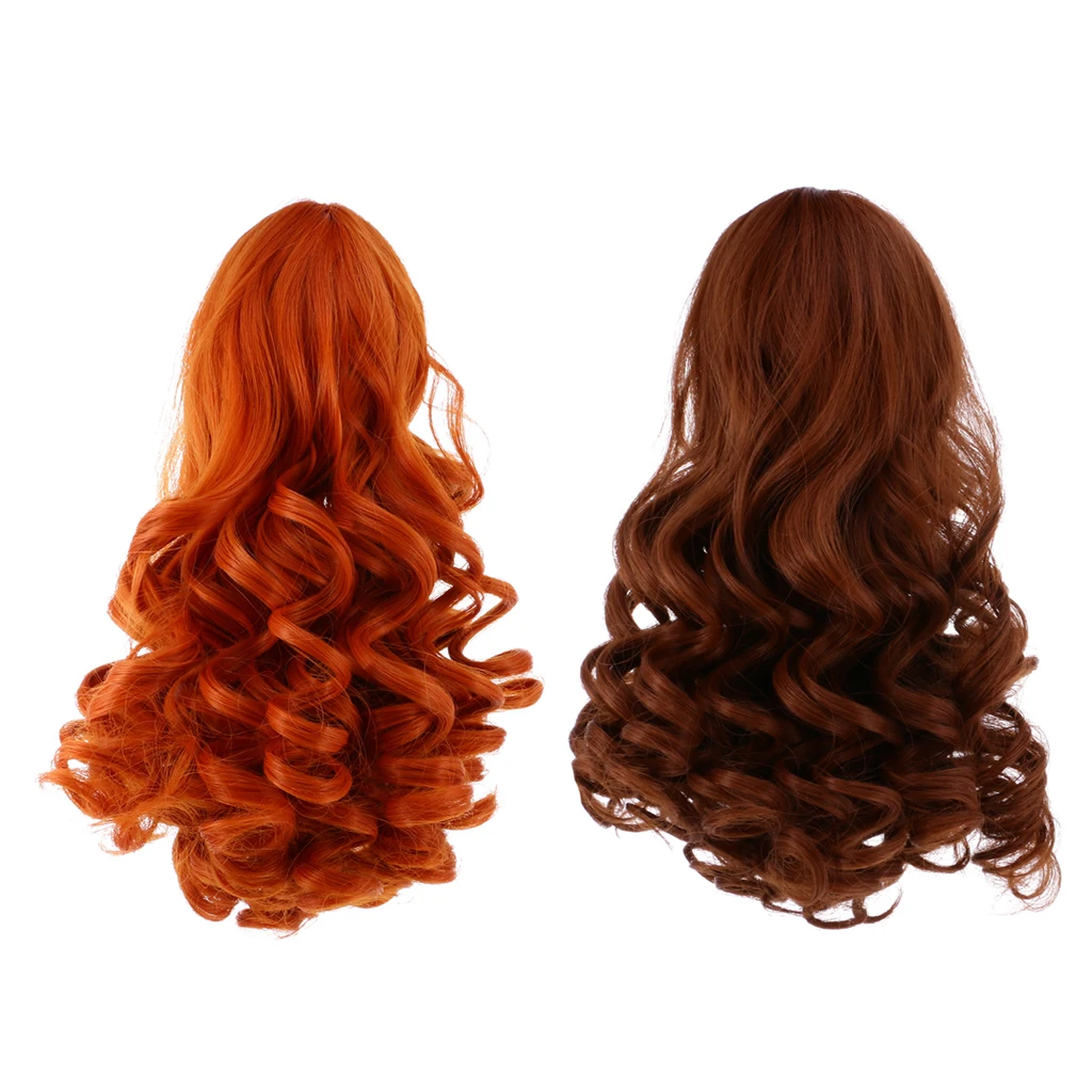2 Pieces Stylish 18in Doll Long Hair Wig DIY American Doll Accessories