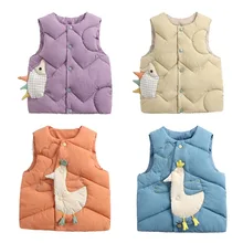 YK – gilet chaud pour enfants de 2 à 6 ans, joli gilet en coton rembourré avec dessin animé, vêtements d'extérieur pour garçons et filles