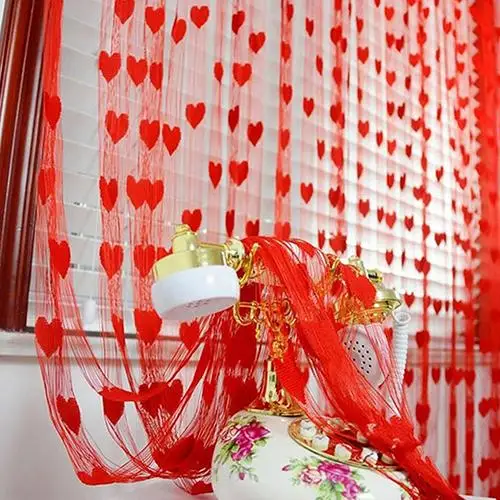 1x2m Door Curtains Valance For the Living Room Window Canopy Salon Heart Tassel Dividers Blind Line String | Дом и сад