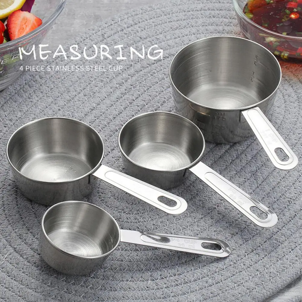

4Pcs Stainless Steel Measuring Cup Spoon Seasoning Scoop Kitchen Cooking Tools