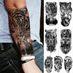Waterproof Temporary Tattoo Sticker Forest Tiger Mountain Flash Tattoos Skull Cross Clock Lion Rose Body Art Arm Fake Tatoo Wome