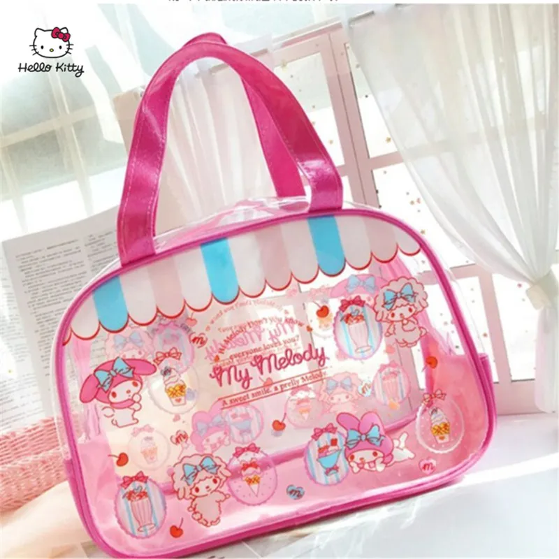 HELLO KITTY модная женска сумка из ПВХ материала Сумочка Прозрачная мягкая косметичка