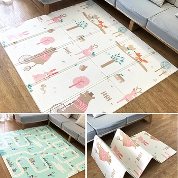 

Portable Foldable Baby Climbing Pad Cartoon Bear Baby Play Mat 200*180 Foam Pad XPE Environmental Tasteless Parlor Game Blanket