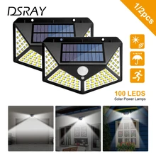 Уличный 100 светодиодный светильник на солнечной батарее, уличный солнечный светильник с датчиком движения PIR, водонепроницаемый настенный светильник с солнечной энергией для украшения сада