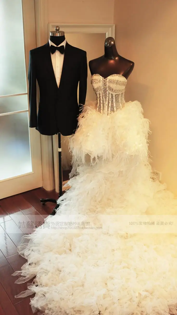 Новинка, модное платье для невесты, свадебное платье, vestidos, формальные, тюлевые, элегантные, вечерние, сексуальные, Кристальные перья, свадебные платья