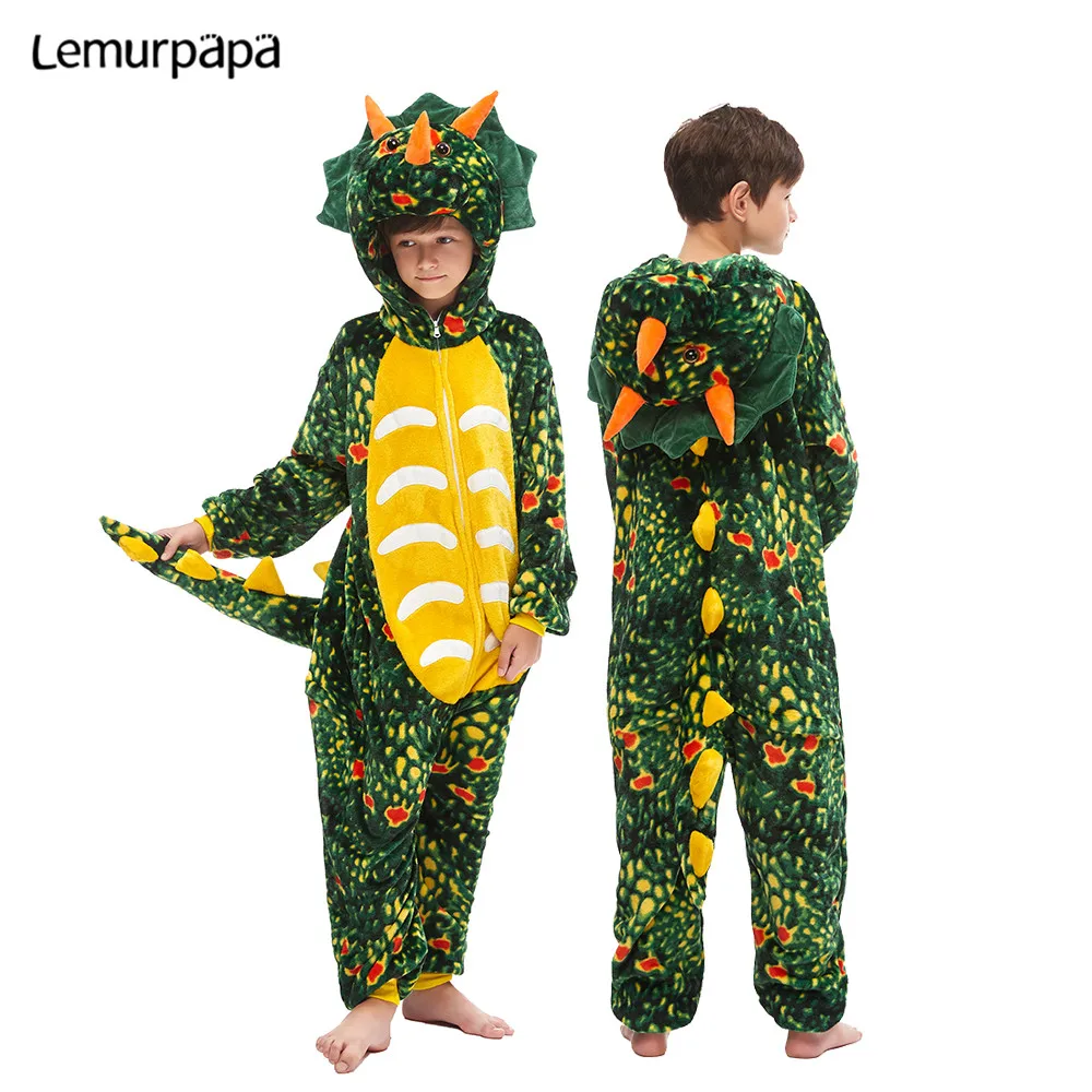 Pajama-Suit Sleepwear Onesies Kids Dinosaur Cosplay Kigurumis Girl Children Boy Cute