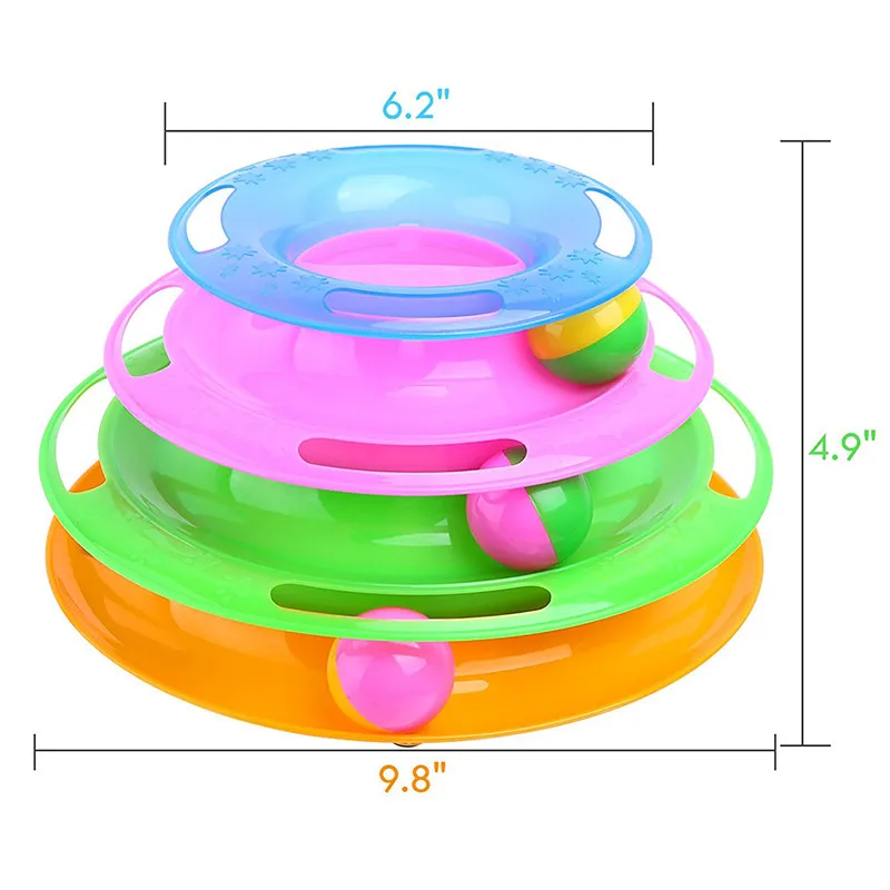 Три уровня игрушка для питомца кошки башня треки диск Кот интеллект аттракцион тройной платный диск игрушки для кошек мяч тренировка развлечение пластина - Цвет: 04