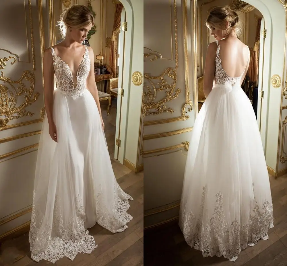 Свадебное платье с открытой спиной белое кружевное русалки рукавом-крылышком и