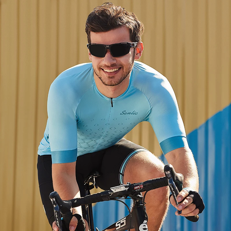 Santic для мужчин Велоспорт Джерси короткий рукав дышащий MTB дорожный велосипед Топы Pro Открытый велосипед спортивные футболки Ciclismo велосипедная одежда