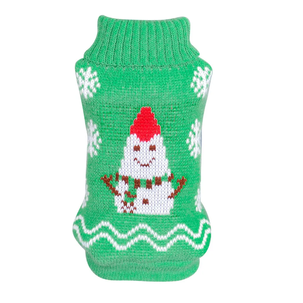 Pet Dog Cat Winter Warm Turtleneck Christmas Sweater Costume Apparel Dog Clothes Mascotas Accessories Puppy Jumpsuit Jacket - Цвет: Зеленый