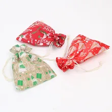 20 шт. Рождественская елка орнамент Конфеты Подарочная сумка имитация льняная сумка на шнурке праздничный подарок сумка для хранения 13*18 см