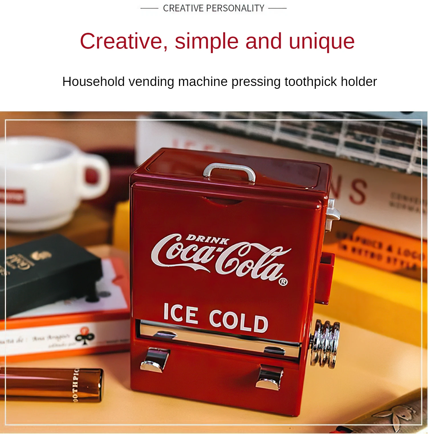 Retro Vending Machine Style Toothpick Case Creative Plastic Pressing Toothpicks Holder Dispenser Home Decor Table Toothpick Box