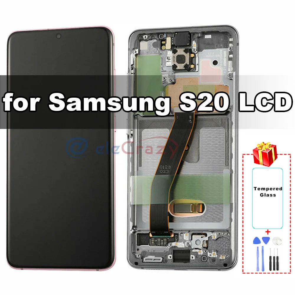 

Original AMOLED for Samsung Galaxy S20 G980F G980F/DS LCD Display with Touch Digitizer and Frame Assembly Replacement 100%Tested