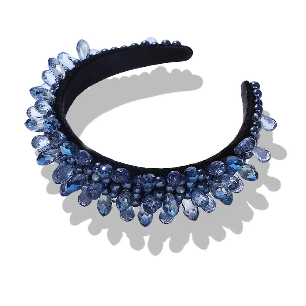 5 Vedawas Multi-Color Gem Baroque Headbands Women Diamond Hair Accessories Pearl Headband Girls Crown Flower Hairbands Head Wrap - Цвет: 5