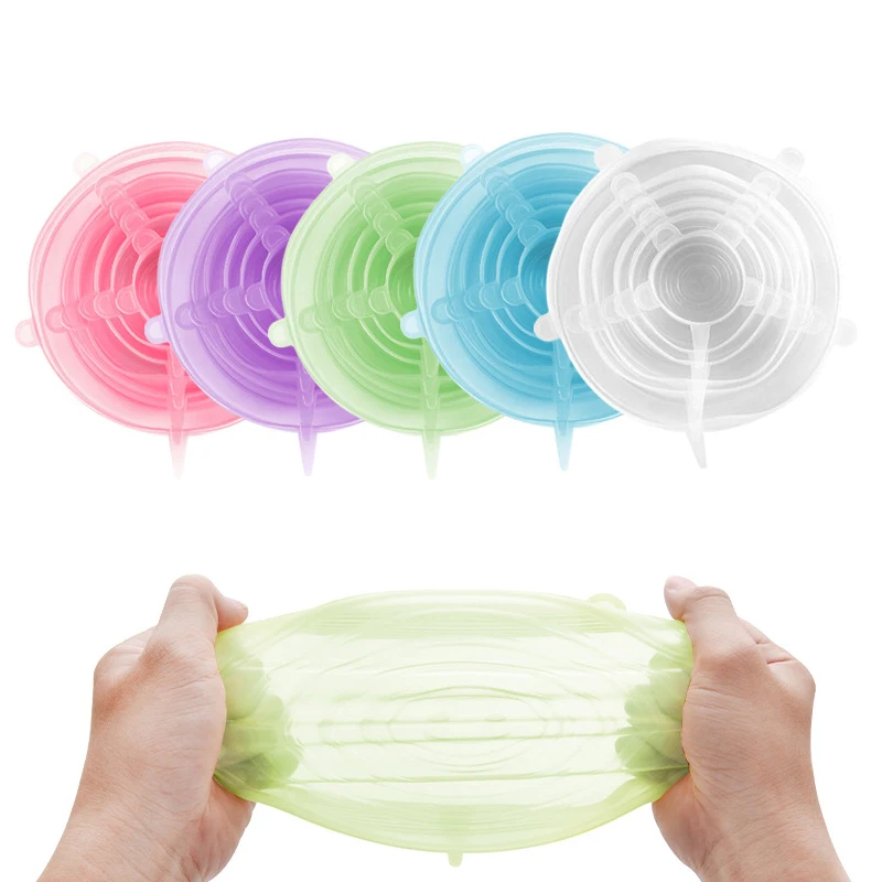 Silicone Stretch Lids 6-Pack Various Sizes Cover for Bowl European-Grade Silicone Kitchen Accessories