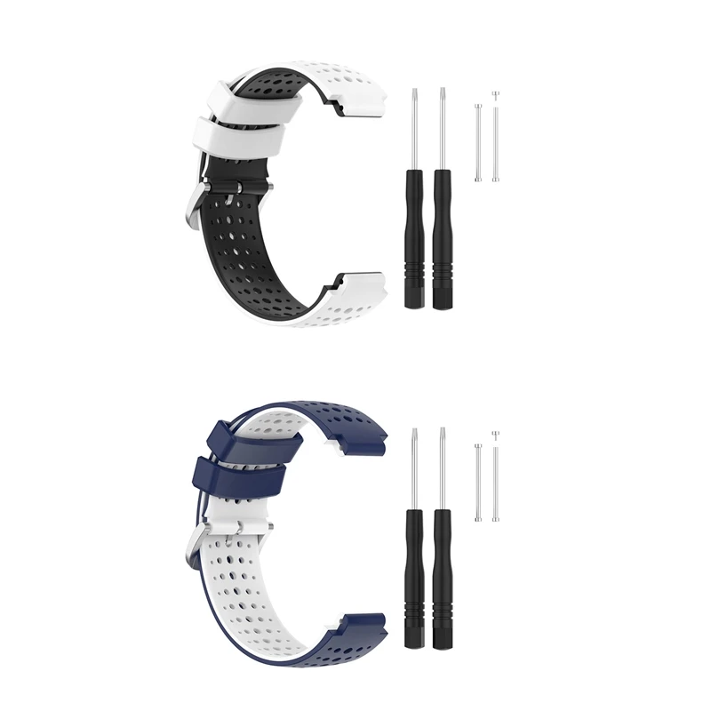 2Set Silicone Watch Band Strap for Garmins forerunner 220 230 235 620 630 735 Wristband with Repair Tool Black& Blue | Электроника