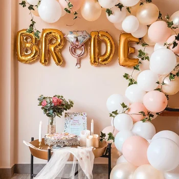 

1 set Rose Gold Bride to be Letter Foil Balloons Wedding Party Decoration bridal sash veil decor Bachelor party supplies