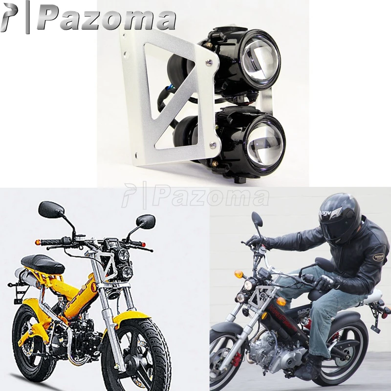12V Moto Proiettore Faro H3 Lampadine 55W Twin Head Lihgt Hi/Lo Beam Faro Per Madass 50 125 500 Kikass 125 Street Bike