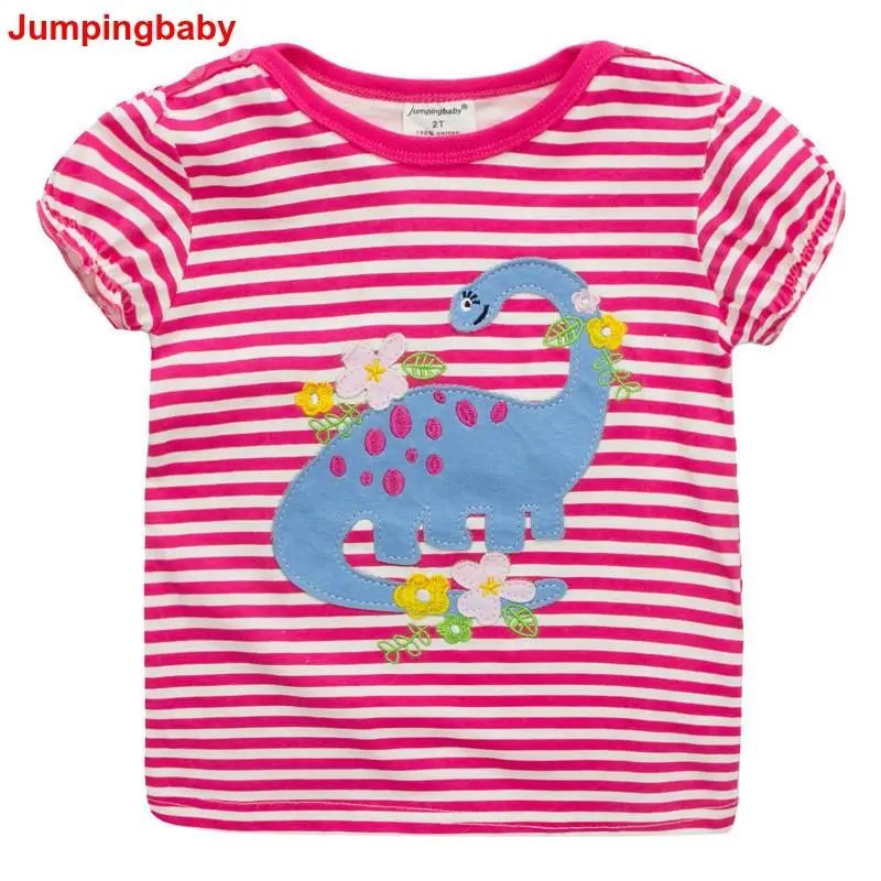 Футболка для девочек летние топы с динозавром детская одежда roupas infantis menina vetement enfant fille