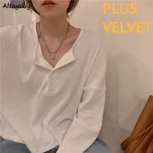 Camisetas lisas de estilo coreano para mujer, Top elegante sencillo de terciopelo, Top suave y acogedor Popular para primavera y otoño, elegante nuevo