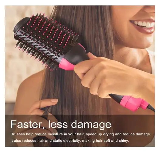 

2 in 1 Multifunctional Hair Dryer & Volumizer Hair Brush Roller Rotate Styler Comb Styling Straightening Curling Iron 0001