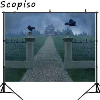 

Scopiso Photography Background Crow Castle Halloween Theme Horror Night Photobooth Backdrop Professional Photo Studio Props