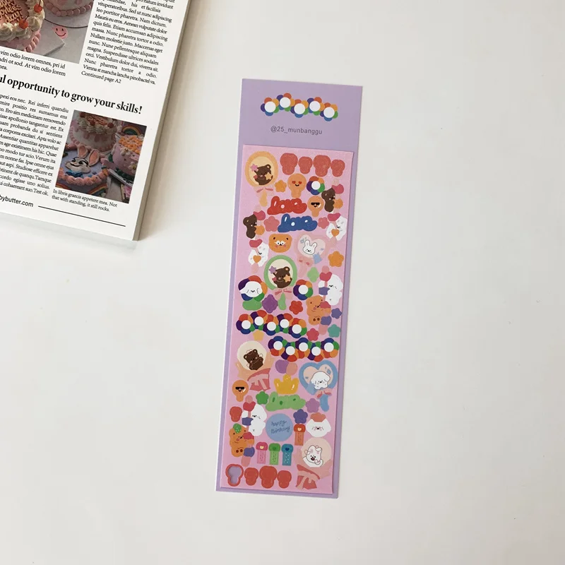 1Pc Ins Hot Kawaii Bear Bunny Stickers Scrapbooking Decorative Cute Sticker Korean DIY Diary Album Stick Label School Stationery