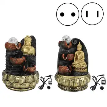 

Decoration Desktop Buddha Statue Fountain Flowing Water Ornament with Light and Ball Resin Landscape Decoration Home Decor