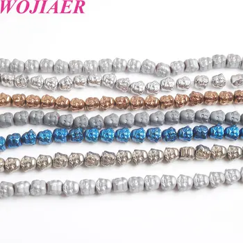 

WOJIAER Mixed color Wholesale Non-Magnetic Hematite Buddha Spacer 8MM Loose Beads (50PCS) Strand For Making Jewelry PL3109