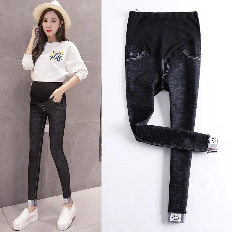 Maternity Jeans Autumn Pregnant Women Belly Support Pencil Pants Curling Trousers Pregnancy Pants JOYRAY.B
