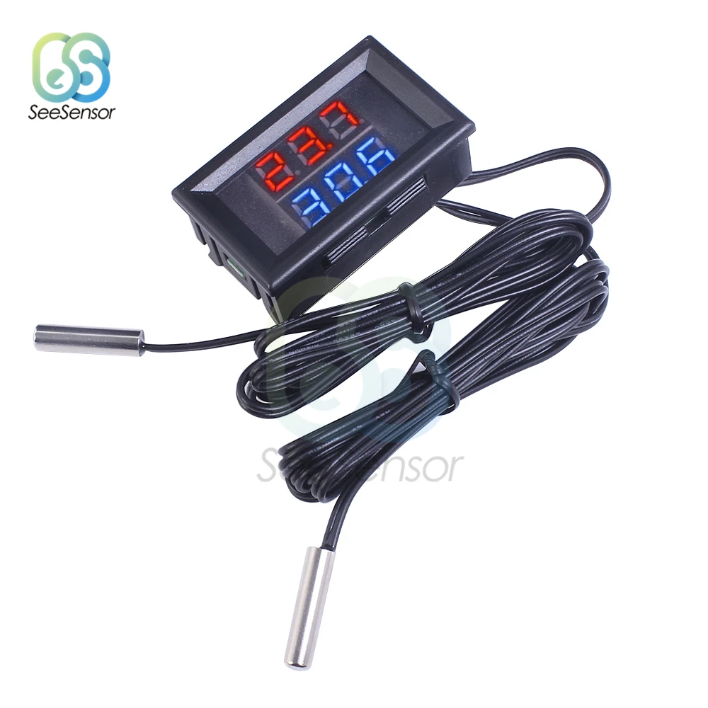 DC 4 V 28 V 0,28 дюйма мини светодиодный двойной Дисплей цифровой термометр Температура Сенсор тестер W/двойной NTC Водонепроницаемый металлический зонд|Приборы для измерения температуры| | АлиЭкспресс