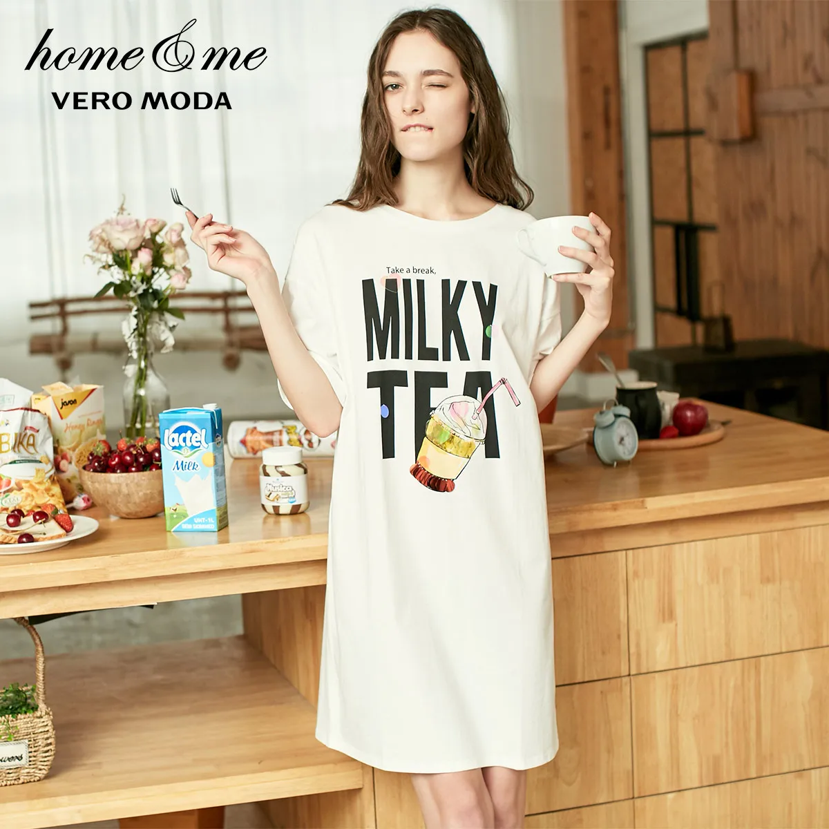 Vero Moda New Ins Style Women's 100% Cotton Letter Print Paillette T-shirt Dress | 319161524