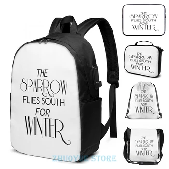 

Skulduggery Pleasant The Sparrow Flies South for Winter USB Charge Backpack men School bags Women bag Travel laptop bag