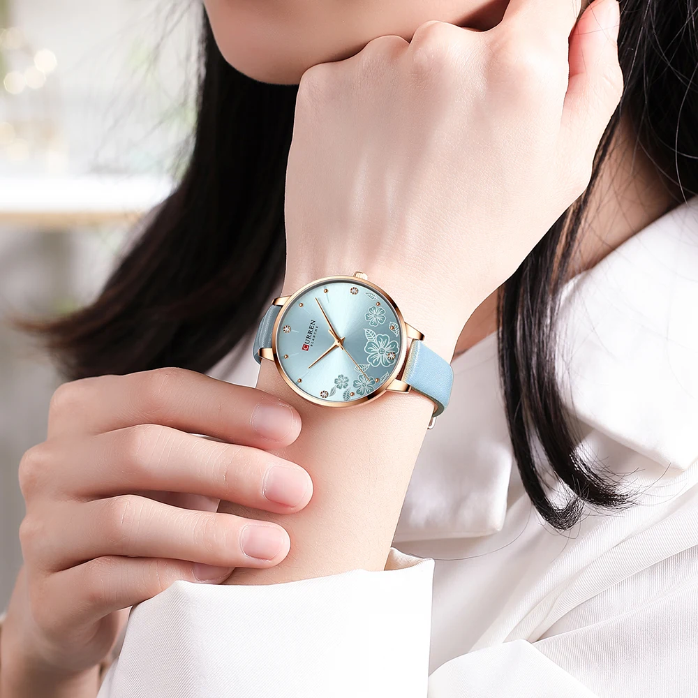 Curren Women's Quartz Watch Leather Classic Design Large Dial Elegant_voghion.com