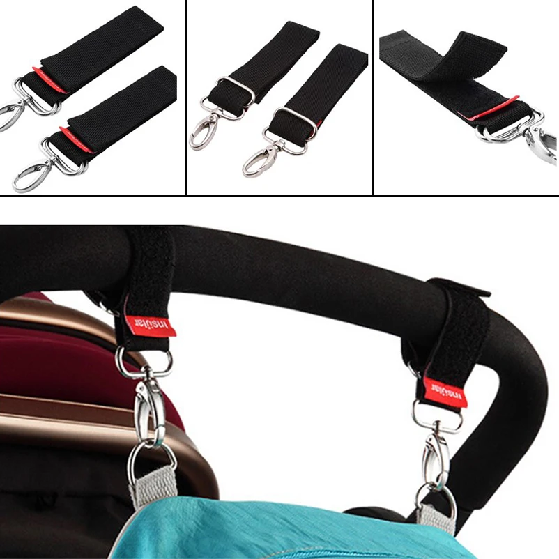 Ganchos de cochecito para bebé, accesorios de cochecito de bebé, colgador de coche, correas colgantes, 1 par