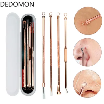 

3 4Pcs Blackhead Comedone Acne Pimple Blackhead Remover Tool Spoon for Face Skin Care Massager Tool Needles Facial Pore Cleaner