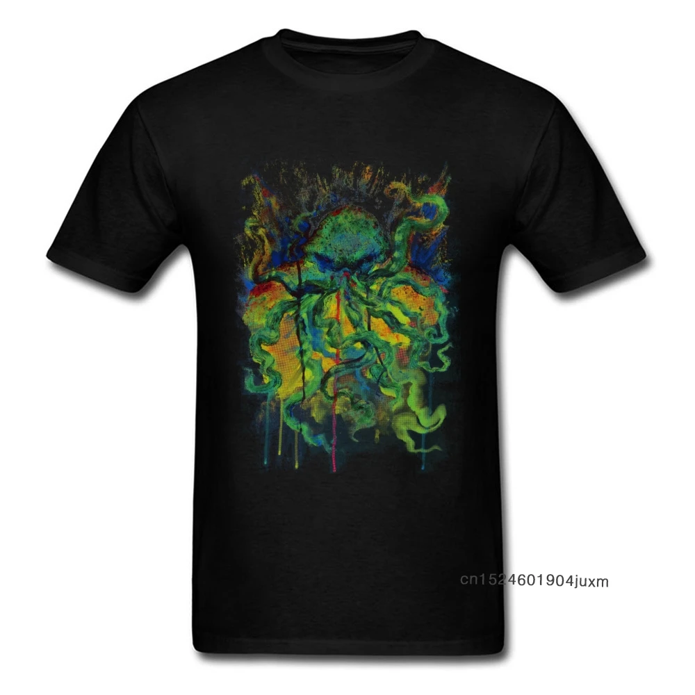 

Мужская футболка с абстрактными красками, черная футболка с изображением осьминога, топы, графические футболки в стиле хип-хоп, уличная хлопковая одежда, Прямая поставка
