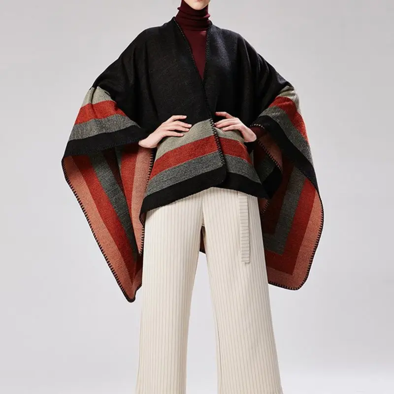 Bohoartist Осень Женская мода полосатый шарфы с имитацией под кашемир женский Boho накидка Топы
