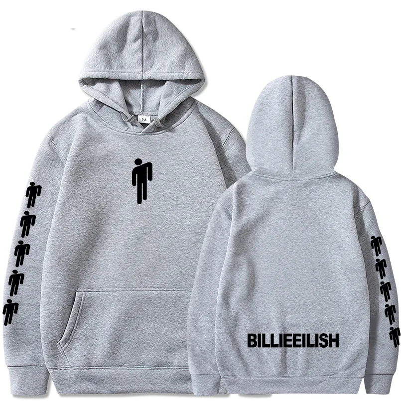 Light grey 01 Billie Eilish, модные толстовки с принтом для мужчин/женщин, толстовки с капюшоном и длинным рукавом,, повседневные трендовые уличные толстовки - Цвет: Light grey 01