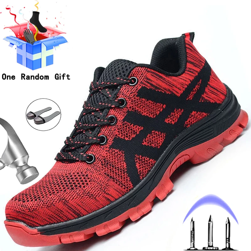 Zapatillas de trabajo indestructibles con punta de acero para hombre, calzado de seguridad, antipinchazos, envío directo
