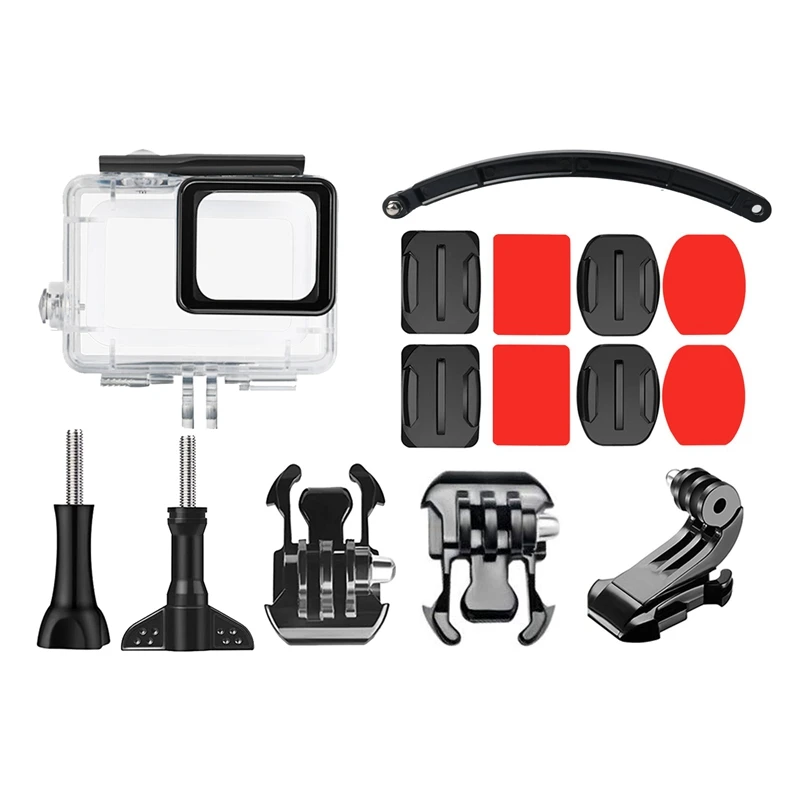 

15 In 1 Helmet Adjustable Flat Multifunction Mount Kit And Waterproof Case(45M) For Gopro Hero 7(Black)6 5 + Outdoor Cycle Surfi
