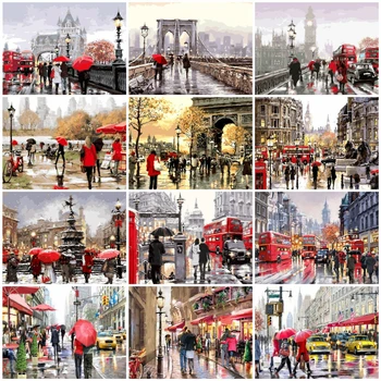 

HUACAN Painting By Numbers City Scenery Drawing On Canvas HandPainted Street Art Picture Kits DIY Gift Home Decoration